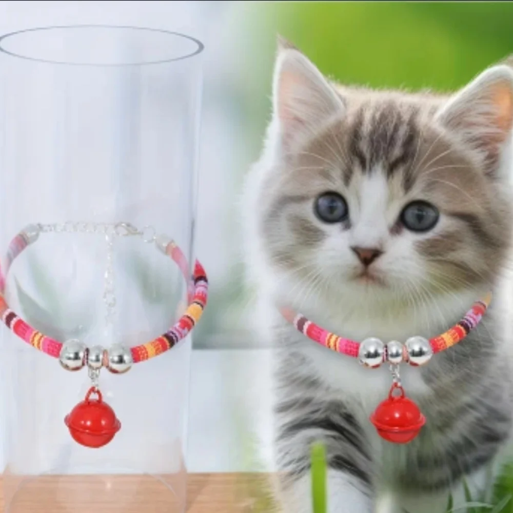 2 Collar SET Black Jingle Bell & Red Jingle bell Cat Collar SET NEW